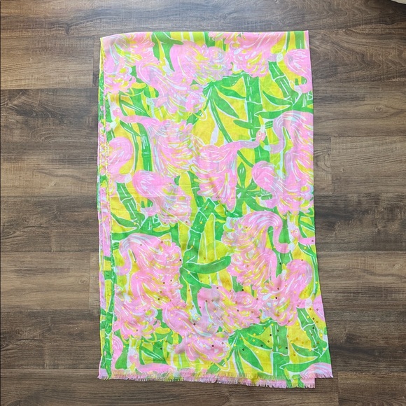 Lilly Pulitzer for Target Accessories - Lilly Pulitzer For Target Floral Pink & Green Floral Scarf with Gold Sequins
